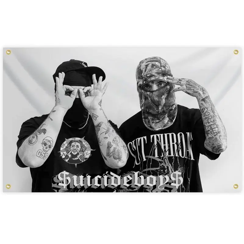 Suicide Music Boys Album Tapestry, 3x5 ft Fade-Resistant Bedroom Flag, Double-Printed American Rapper Cover for Holiday Indoor Home Decor (Living Room, College Dorm)