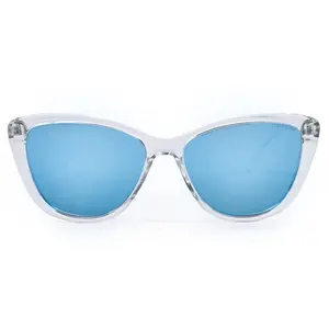 Kara Mirrored Blue Cat Eye Sunglasses - Lightweight, Round Design, Everyday Style, Trendy, Versatile, Comfortable, Sustainable Purpose