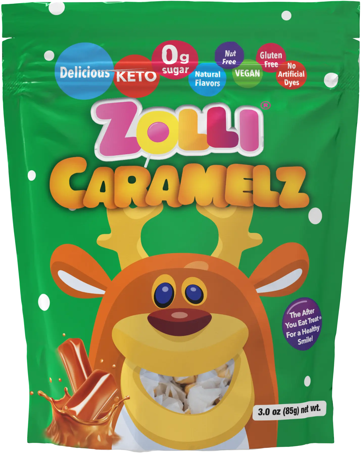 Holiday Zolli Caramelz, Delicious, Zero Sugar, Sugar Free, Low Sugar, KETO, Vegan, Gluten Free, Dairy Free, No Artificial Colors, Kosher l Candy