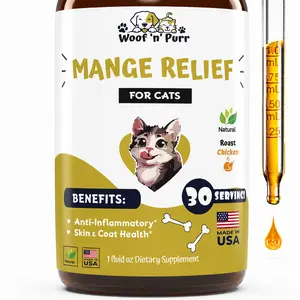 Woof 'n' Purr Mange Relief for Cats – Cat Skin & Coat Support, Anti-Inflammatory Formula, Itch & Irritation Relief, 30 Servings
