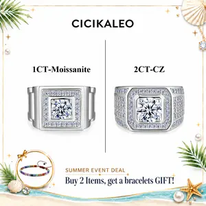 CICIKALEO Moissanite Rings for Men 18K White Gold Plated Men's Ring Lab-Created Anniversary Birthday Gift for Him #Summervibes