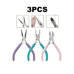 3 Piece Jewelry Making Tool Pliers Set, Wire Wrapping and Beading Tools, Solid Pattern, All Seasons, DIY Supplies