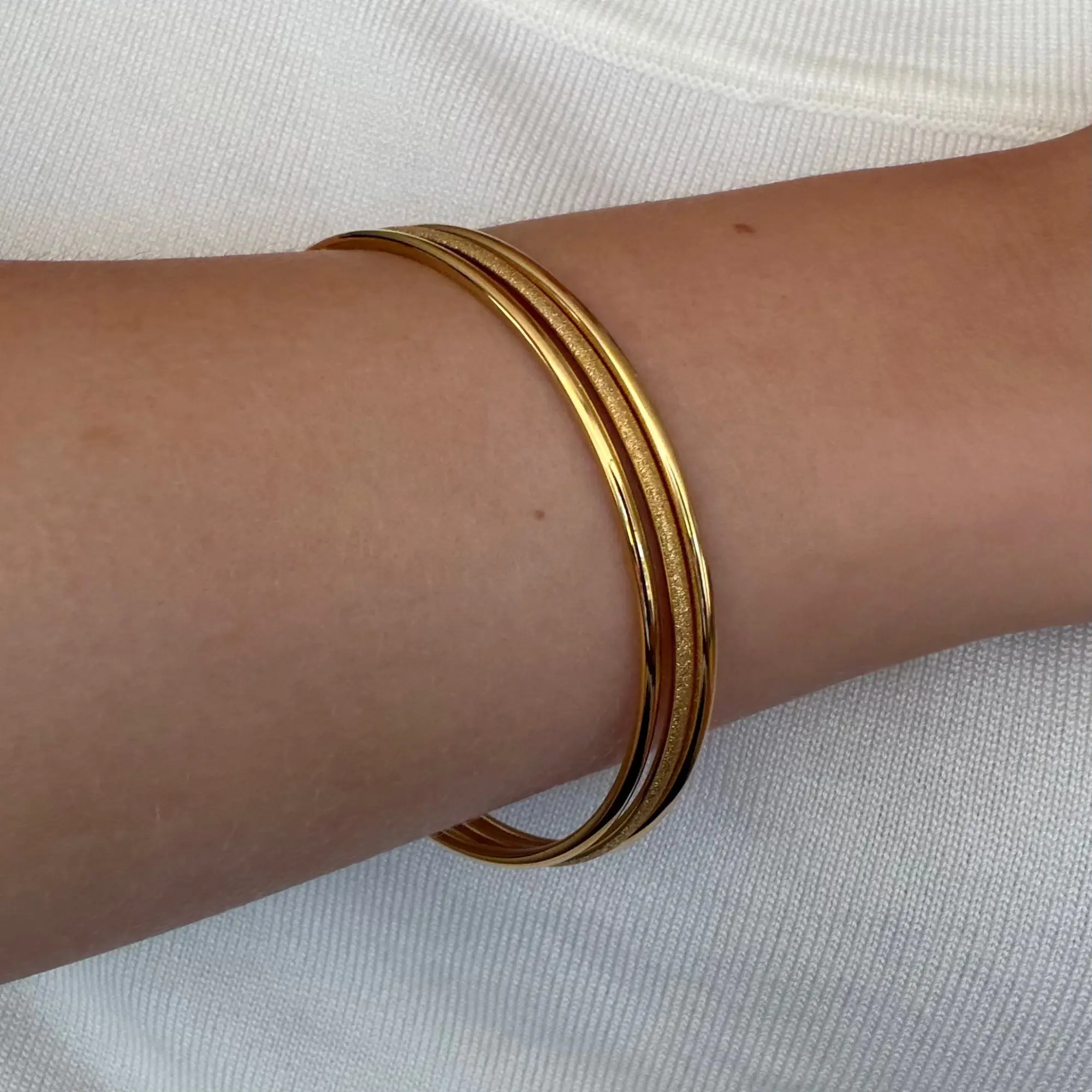EVRY JEWELS Gold or Silver Plated Women's Hypoallergenic Baddie 3-Piece Bangle Set Bracelet