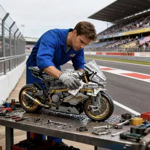 New Platinum Color Motorcycle Building Block Model Building Blocks Toy, 2415 Pieces, Collector Display Set, Perfect Holiday Gift for Ages 14+