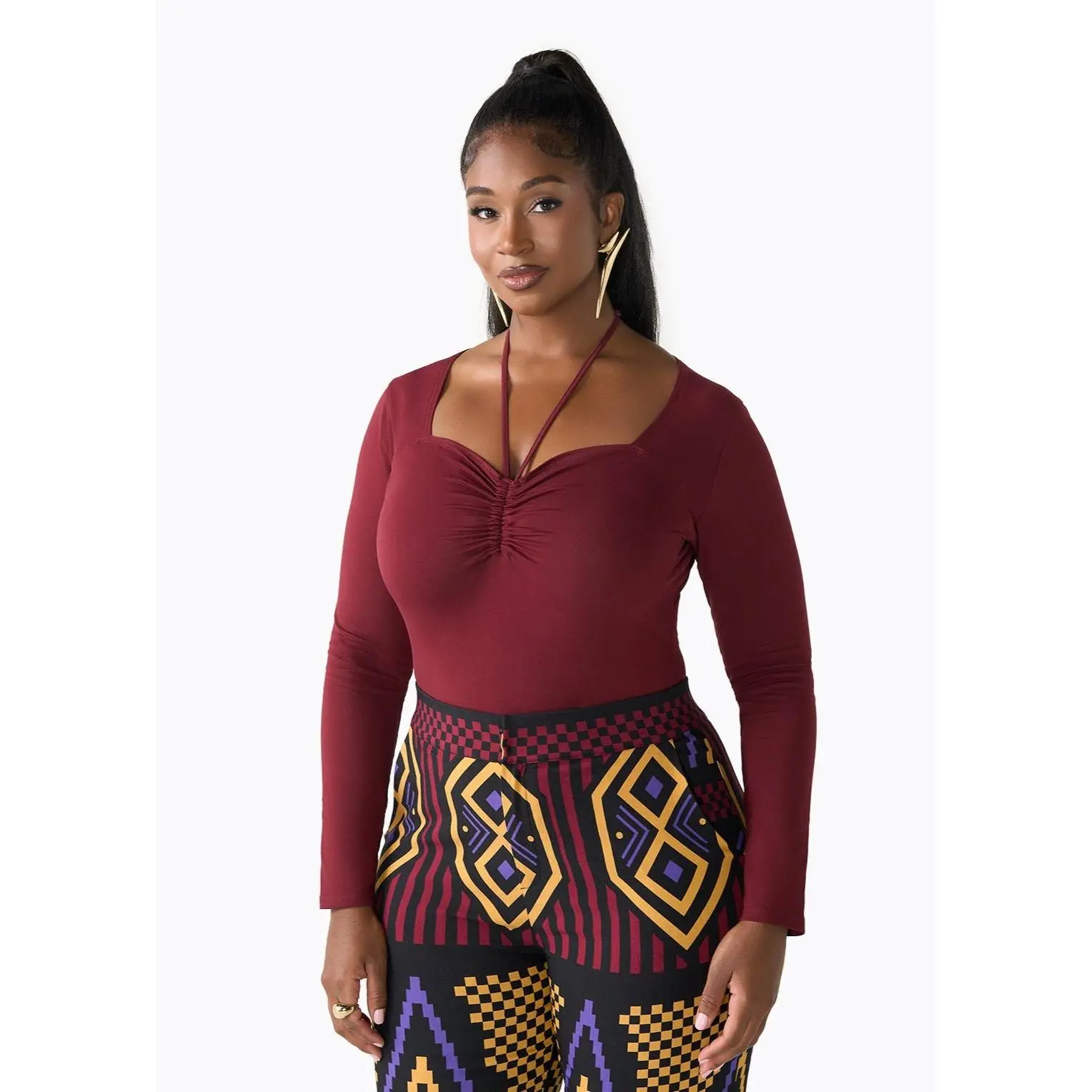 Winda Women's Halter Bodysuit (Maroon) - Clearance