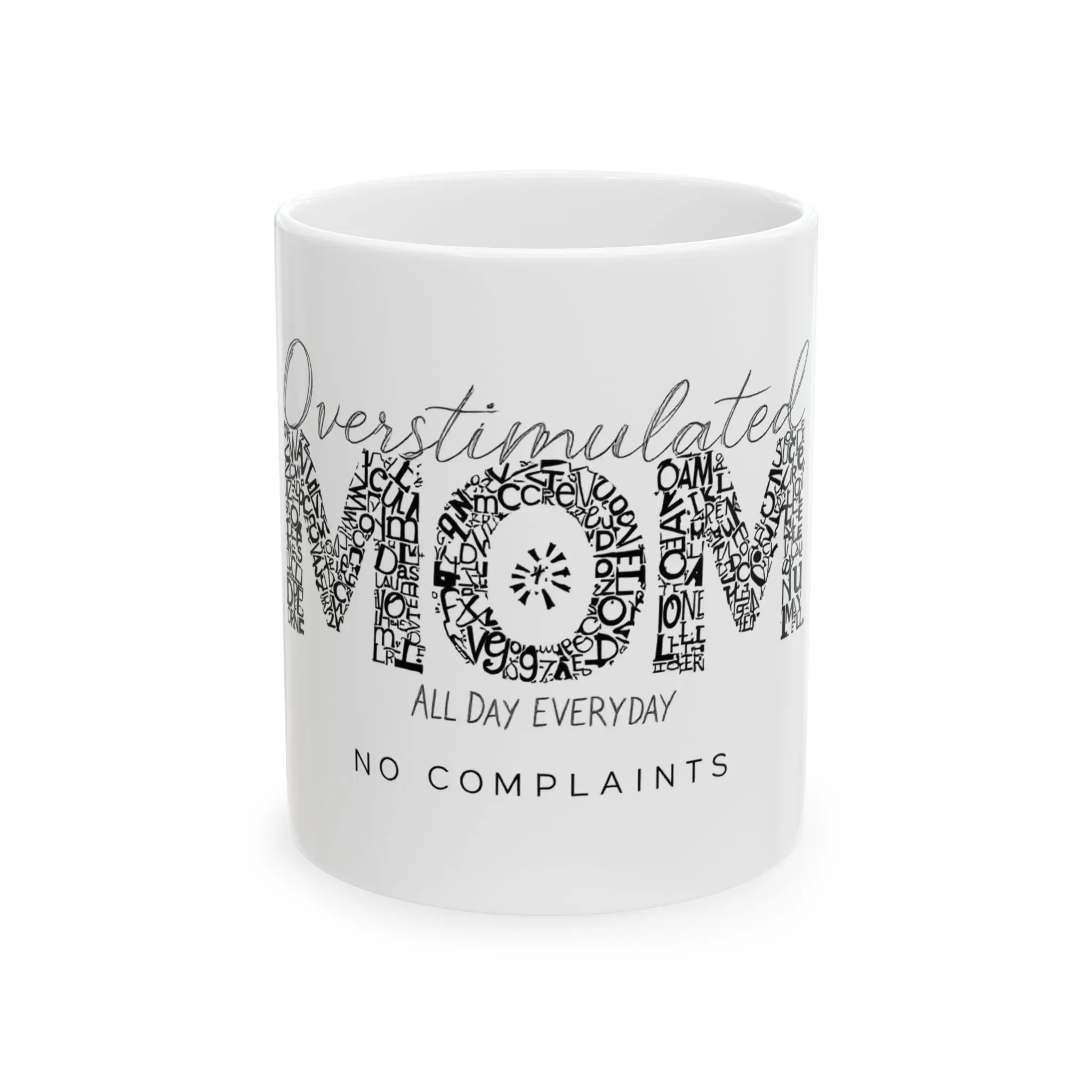 Black Glossy Ceramic Mug with Classic Doodle Art for Caretakers - Lead-Free, 11oz/15oz (0-500 ml), Microwave Safe, Dishwasher Safe, Customizable, Everyday Use