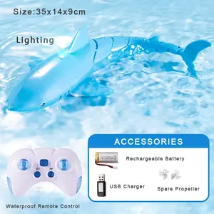 RC Shark Whale Spray Water Toy - Electric Remote Controlled Boat Ship Submarine for Kids - Birthday & Christmas Gifts