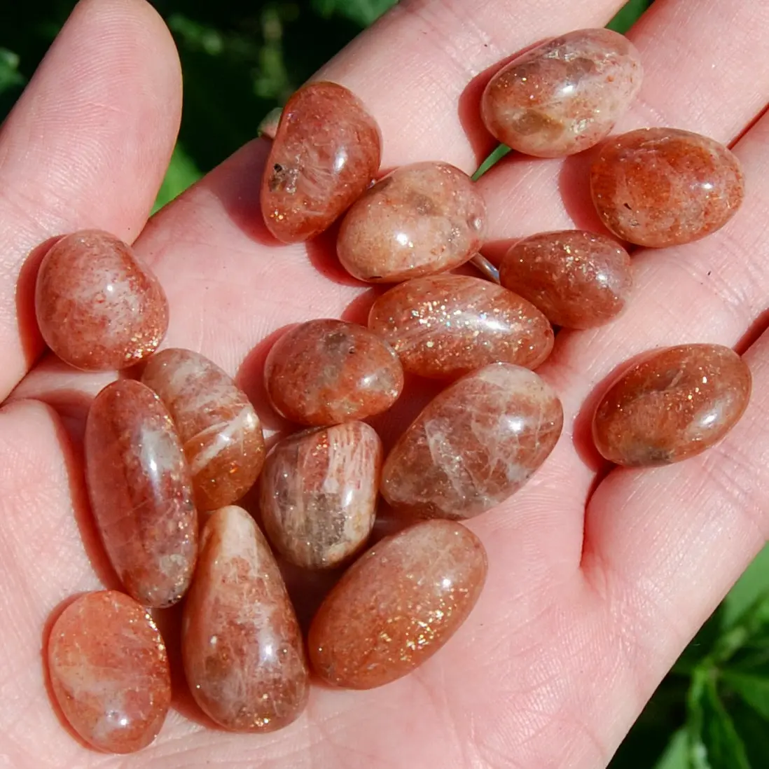 6pcs AAA Gem Sunstone Crystal Tumbled Stones, Small