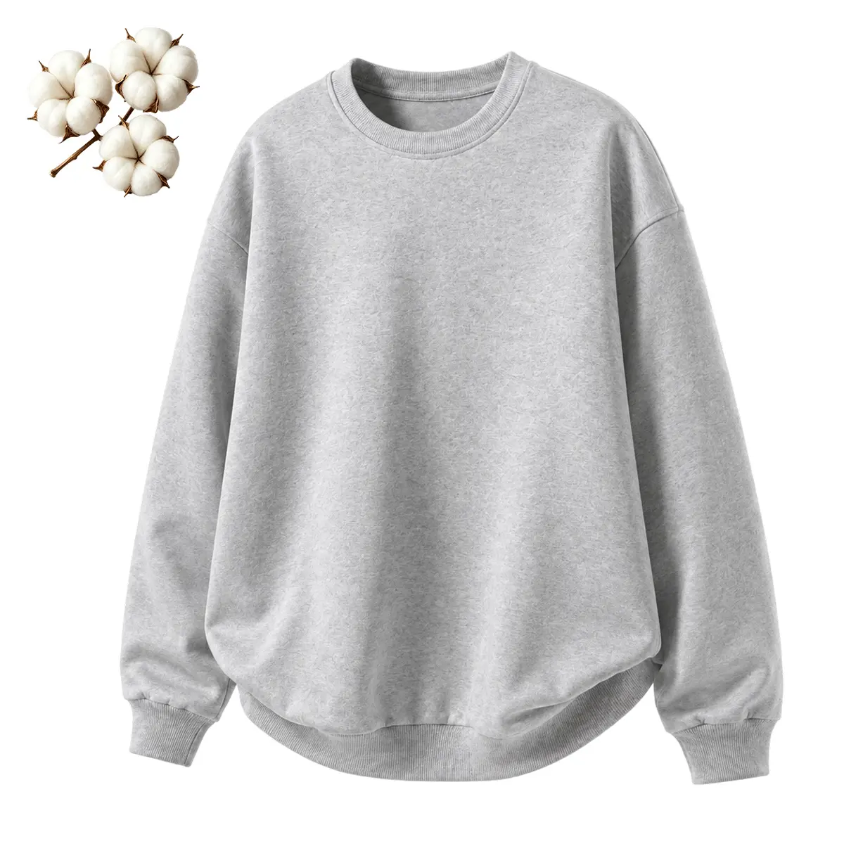 Men’s thick, warm brushed fleece-lined crew neck sweatshirt, 50% cotton/polyester blend oversized plain pullover, soft, cozy long-sleeve basic top for everyday wear, jogging, streetwear, and autumn–winter outfits