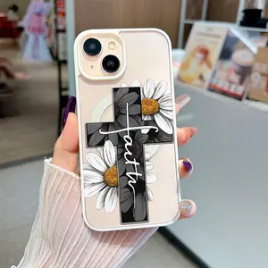The Cross of Faith Surrounded by Daisies MagSafe Case for iPhone 17 Pro Max Air 16 16e 15 14 Plus 13 12 11 X XS Pattern Magnetic Acrylic Back TPU Edges Shockproof Ultra Thin Mobile Phone Cover Valentine's Day Gift 2D printing