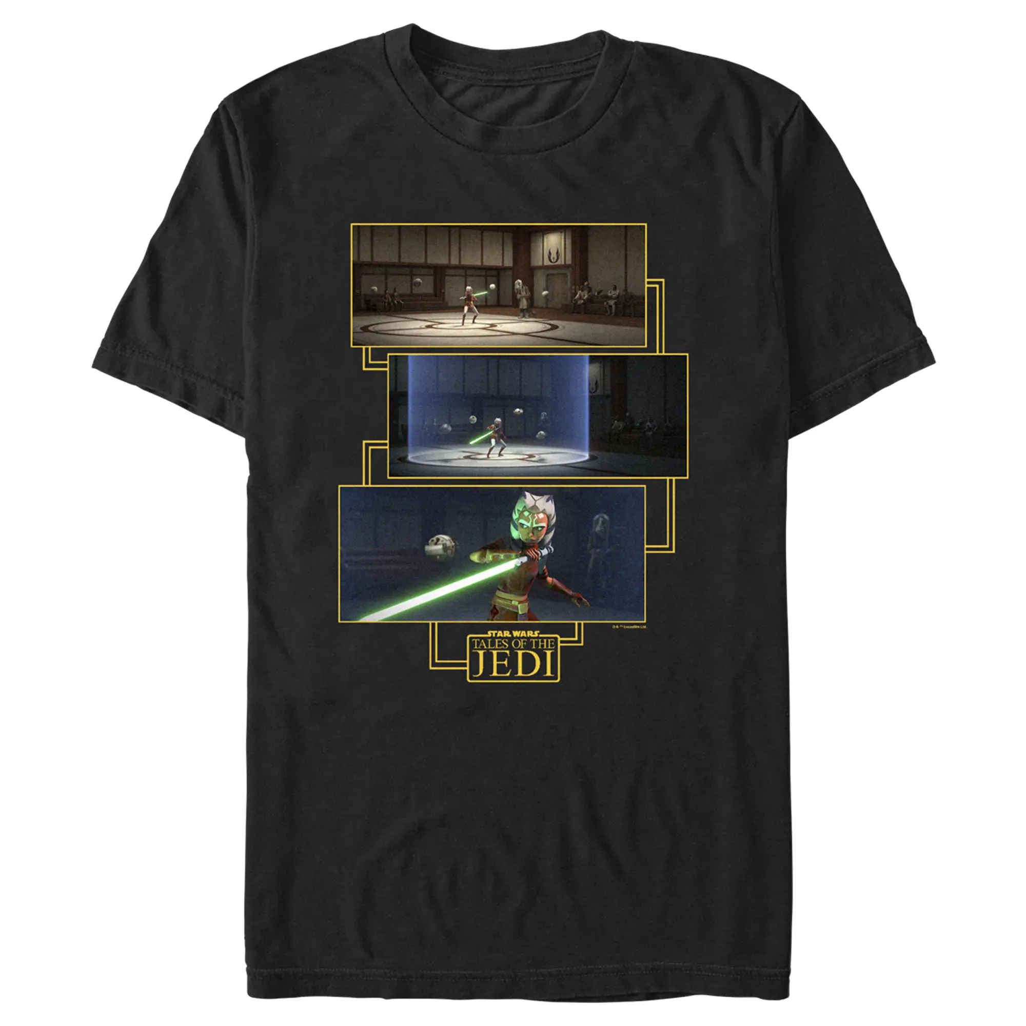 Men's Star Wars: Tales of the Jedi Ahsoka Tano Lightsaber Scenes Casual Short-Sleeve T-Shirt, Menswear Top