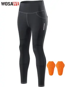 WOSAWE Women's Motorcycle Yoga Leggings with Removable Knee Pads Butt Lifting Cargo Pants