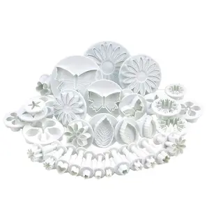 33 Piece Fondant Cake Cookie Plunger Cutter Sugarcraft Flower Leaf Butterfly Heart Shape Decorating Mold DIY Tools
