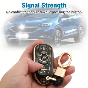 Mfjtcwfz-Buick Keychain Set with Luxury Diamond Woven Keychain, Upgraded Soft Case for Enclave Encore GX Envision Lacrosse Regal TourX (6 One Buttons) FOB Shell
