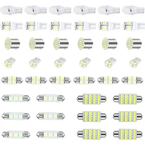 42 count  Interior LED Light Combination Set, T10 31 mm 36 mm 41 mm Reading Light License Plate Light, Wide Angle Super Bright Lighting Plug and Play Bulb, Universal for  (White)
