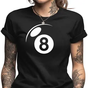 8 Ball Shirt, Pool Player Gift, Billiards Fan Graphic Tee, Retro Game Apparel, Lucky Charm Design, Unisex Adult Top