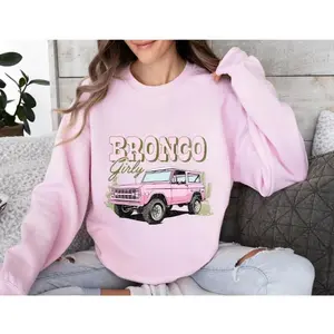 Bronco Sweatshirt, Bronco Girly Sweater, American Car Shirt, Retro Outdoor Shirt, Summer Vibe Beach Top
