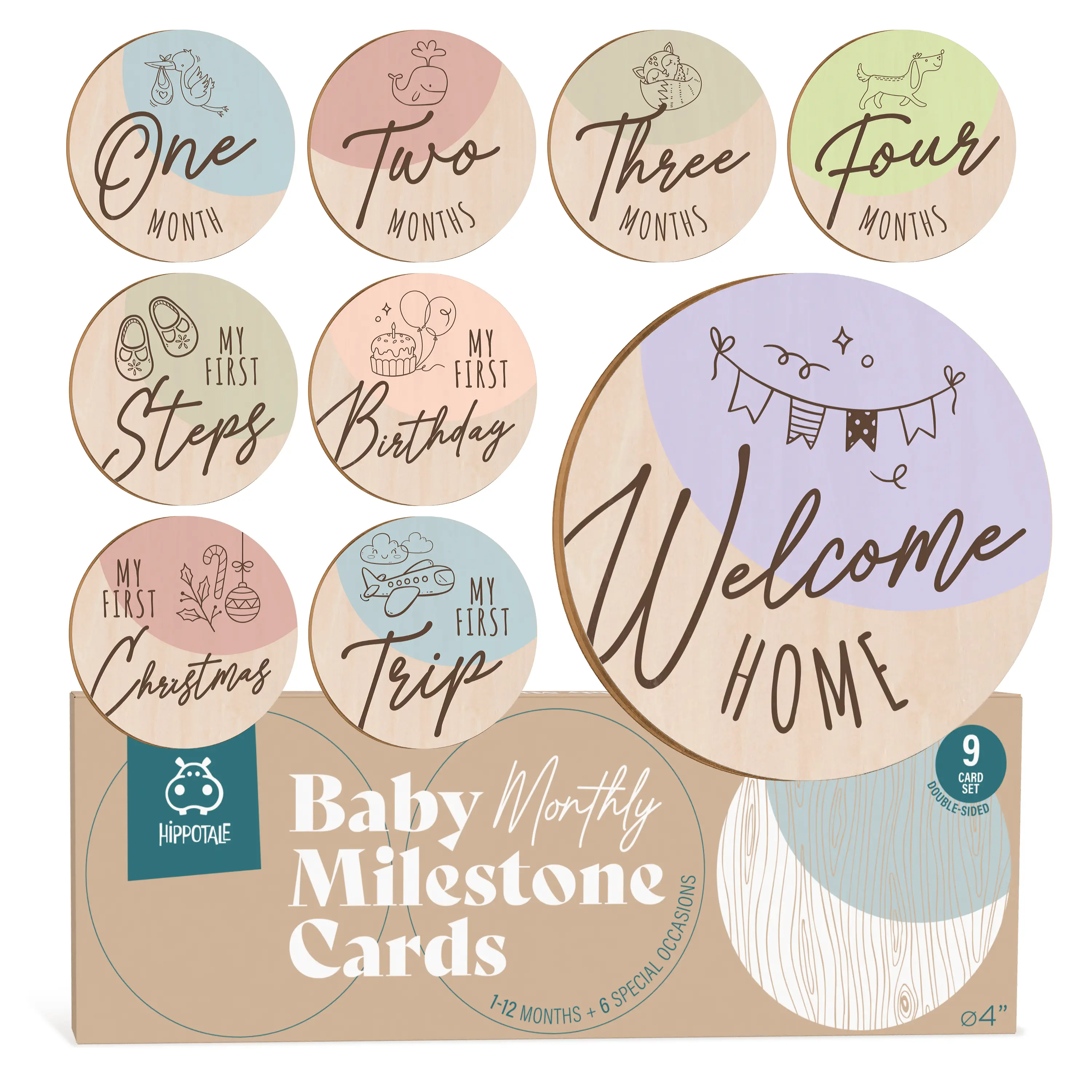 Wooden Monthly Baby Milestone Signs – Baby Monthly Milestone Cards for Photoshoot & Newborn Photography Props – Gender Neutral Baby Monthly Milestone Signs 1-12 Month for Girl & Boy