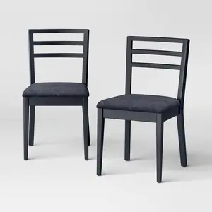 2pk Ladder Back Dining Chair Black - Room Essentials 2pk Ladder Back Dining Chair Black - Room Essentials
