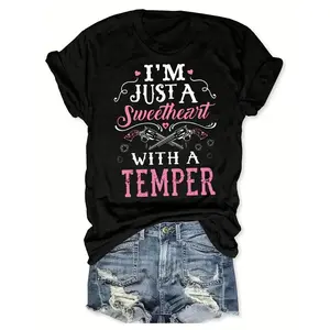 Western Print Short Sleeve Round Neck T-Shirt - Casual Top for Summer and Spring - Women's Clothing Cotton Fabric