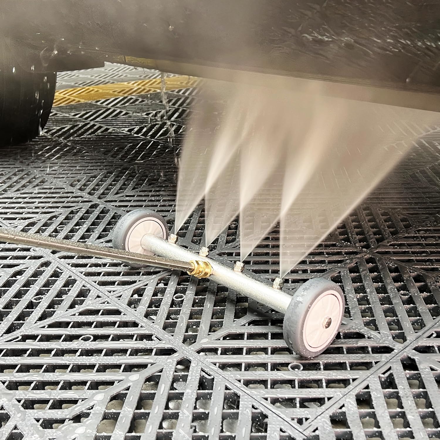 16" Undercarriage Cleaner Kit, Pressure Washer Accessory to Clean Cars, Trucks, SUVs, Includes Swivel Caster