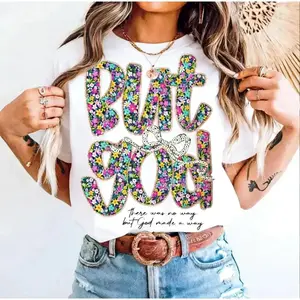 Divine Flowers Floral Womens Cotton TShirt Classic Crew Neck Short Sleeve Christian Religious Top Comfortable Summer Unisex Jesus Appreciation Tee Gift