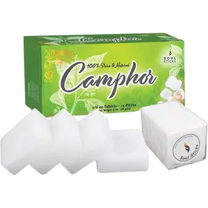 Natural Camphor Blocks, Pure Camphor Tablets for Aromatherapy & Puja - Alcanfor en Bloques, Alcanfor en Bolitas, Kapoor for Pooja (56 Grams (12 Tablets))