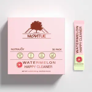 MONTUE Happy Cleaner Superfood Powder – Watermelon Drink Mix with Probiotics & Prebiotics, Organic Fiber & Herbal Blend for Bloat Relief, Gut & Digestive Health Support – Sugar-Free, Vegan, Non-GMO, Gluten-Free, 30 Packets