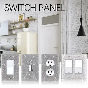 Silver Shiny Silver Rhinestone Crystal Light Switch Or Outlet Decorative Switch Covers Wall Plate Cover Plate Single Toggle Wall Plate for Home Decor
