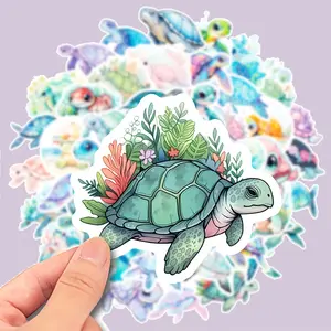 50 Sea Turtle Themed Waterproof Vinyl Sticker Pack - Perfect for Motorcycles, Laptops, Skateboards, and More