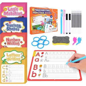 Grooved Handwriting Practice Books for  5-8,  Magic  Writing Practice Set for  Learn to Write - Ideal Montessori Learning  &   to School