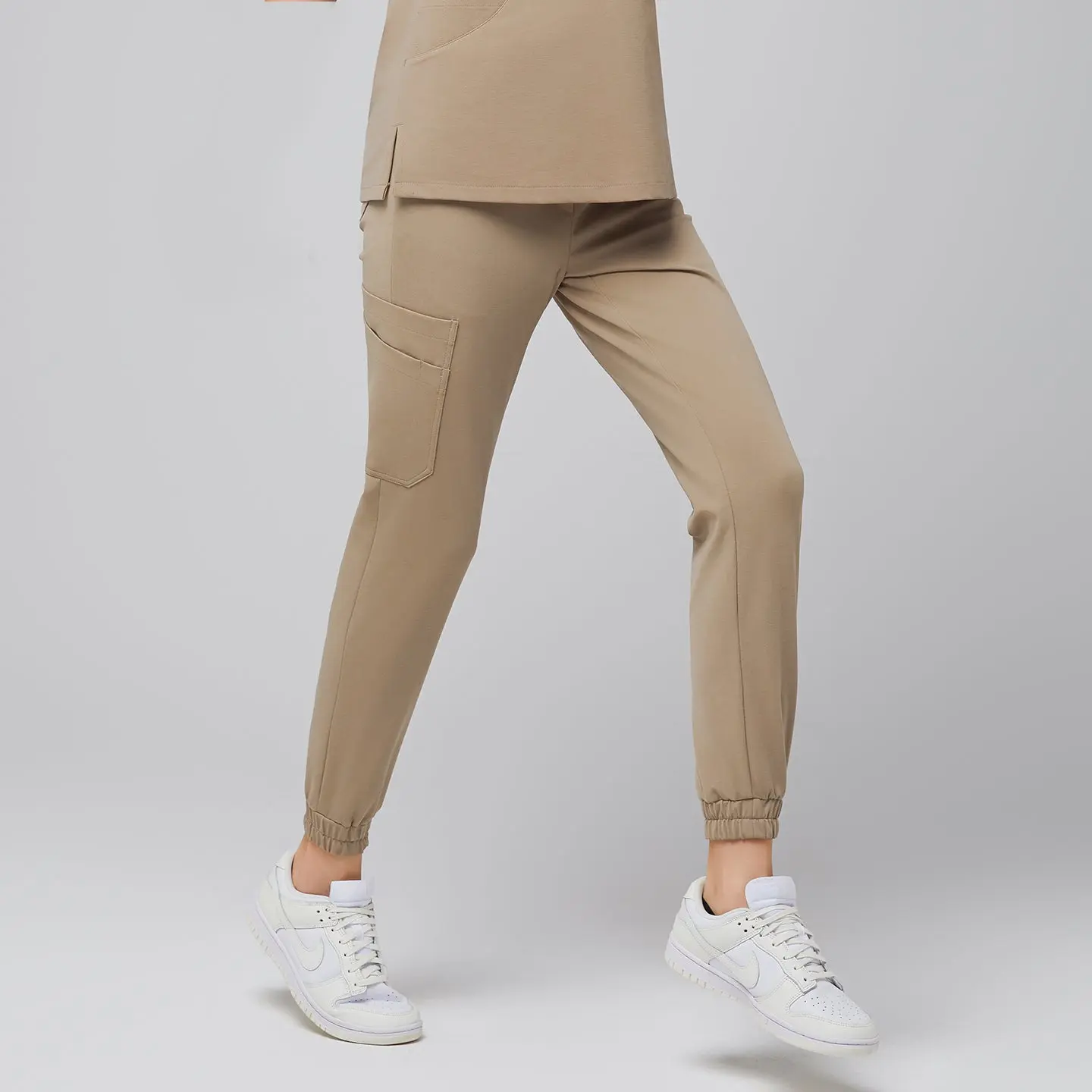 Zenir | Women's StretchFit Jogger Scrub Pants - Sand Beige