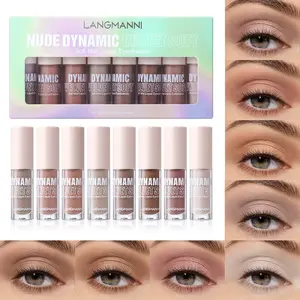 8-piece soft mist eye shadow set, no smudging, no fading, long-lasting, lightweight, smooth, easy to apply, natural makeup effect, Eyeshadow Palettes, Liquid Shadow