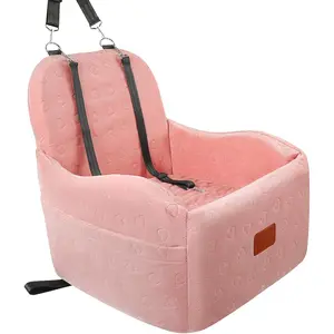 Suitable for Small/Medium Dogs Dog Booster Car Seat, Soft Portable Puppy Car Seat with Heightening Cushion, Can Be Installed in Front/Back Seats, Fully Detachable and Washable, Easy to Install (Pink, Medium Size)