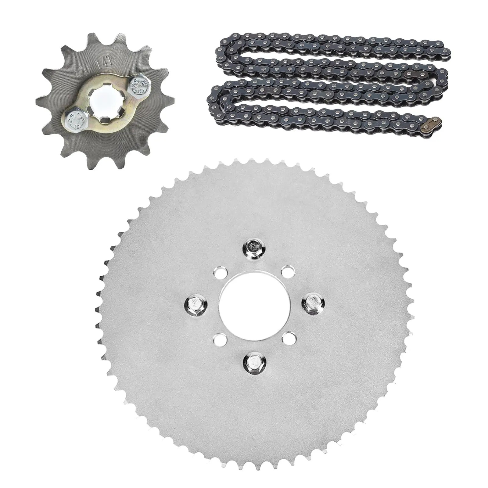420 60T Rear Chain Sprocket & 140 Links Chain for Go Kart Karting ATV UTV Drift Trike Golf Cart Quad Buggy Dune Moped Four Wheeler Tricycle Mini Dirt Pit Bike Motorcycle