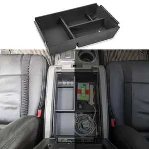 Compatible with Ford F150 2009-2014 Center Console Organizer Armrest Storage Tray ABS Plastic Material Pallet Accessories-Black