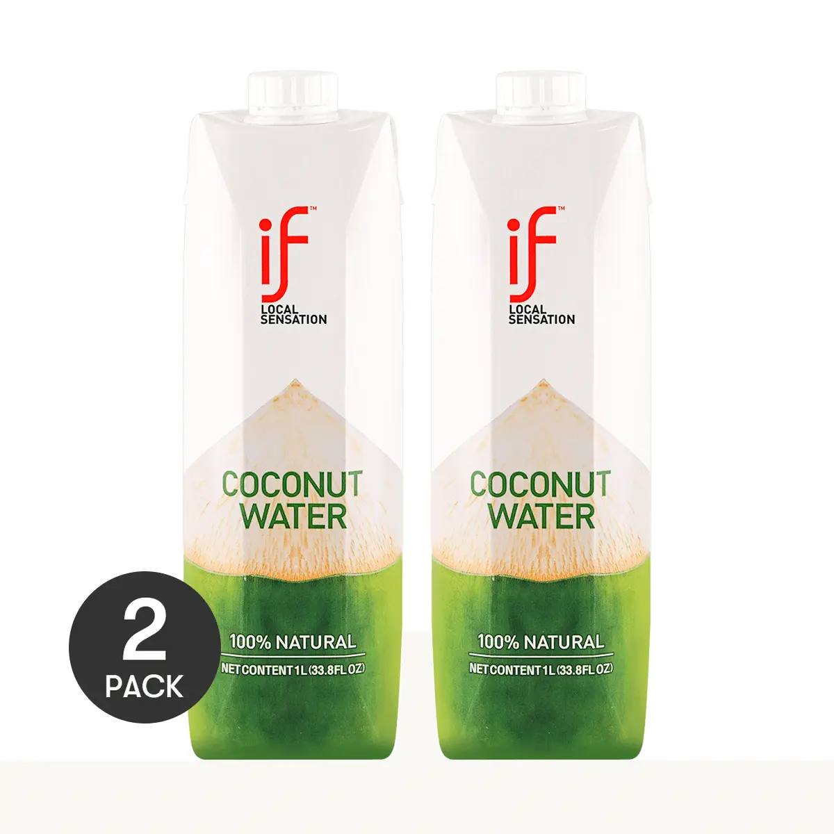 2 Pack IF Thai Coconut Water 100% Pure No Additives NFC Coconut Juice 1L/Pack Low Calorie Zero Fat Zero Sugar
