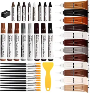 42 Pcs Wooden Furniture Scratch Repair Kit With a Sharpener and Brushes,Wood Fill holes Repair Pastes and Furniture Discolor Polish Wax Crayons