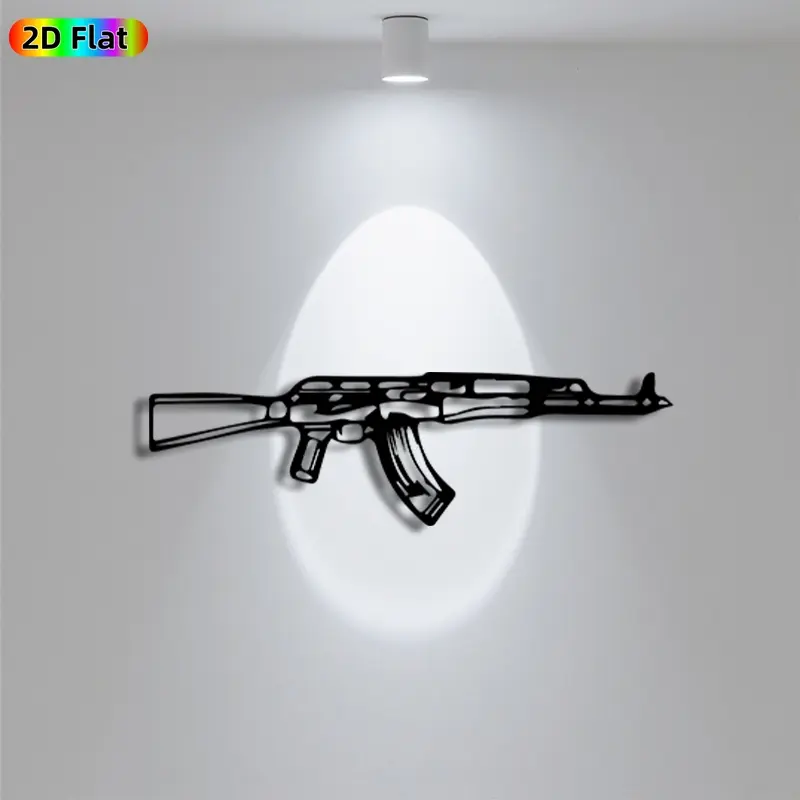 1pc Avant-Garde Rifle Metal Wall Art, Avant-Garde Rifle Statue Mural, Iron Craft, Decoration Items, Perfect for Garage, Patio Wall Decor, Engraving, Artistic Metalwork, Father's Day Decor, Ideal Gift for Trend Seekers, Artwork For Walls, Decoration