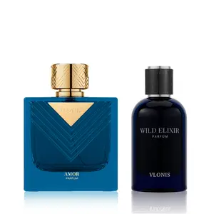 VLONIS 2-Pack Men's Cologne Set AMOR Parfum & WILD ELIXIR Long Lasting Designer-Inspired Fragrance Bundle 3.4oz Each Sweet Meets Spicy Notes