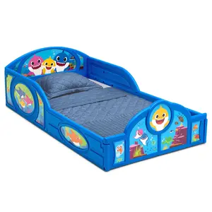 Baby Shark Plastic Sleep & Play Toddler Bed with Attached Guardrails - Assembled Dimensions: 29.5”W x 54.5”D x 17”H