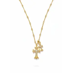 Double Cross Pendant Necklace