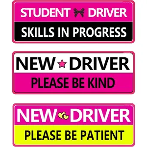 3pcs New Driver Magnet For Car,Student Driver Magnet, Please Be Patient Student Driver Magnets Removable Novice Safety Funny Magnetic Bumper Sticker Accessories