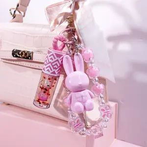 2pcs Lip Gloss & Lip Dye Set, Flower Pendant Glitter Moisturizing Temperature Change Lip Oil + Keychain Colorful Rabbit Matte Jam Lips, Lip Kit