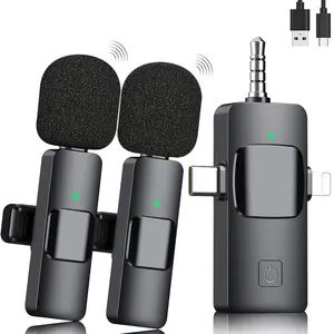 Wireless Lavalier Microphone for iPhone & Android, Bluetooth-compatible Lapel Mic, USB Streaming Mic for Mobile Video Recording, Mini Clip-On Mic for Tiktok & Podcasts