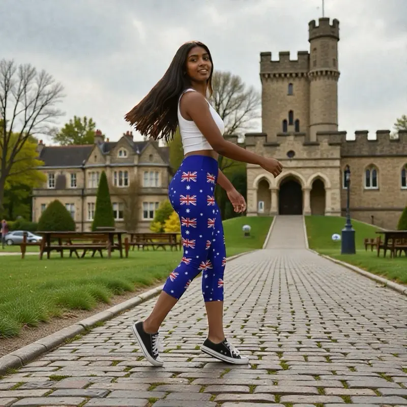 Australian Flag Leggings 🇦🇺 | High-Waisted Stretch Yoga Pants with All-Over Flag Print