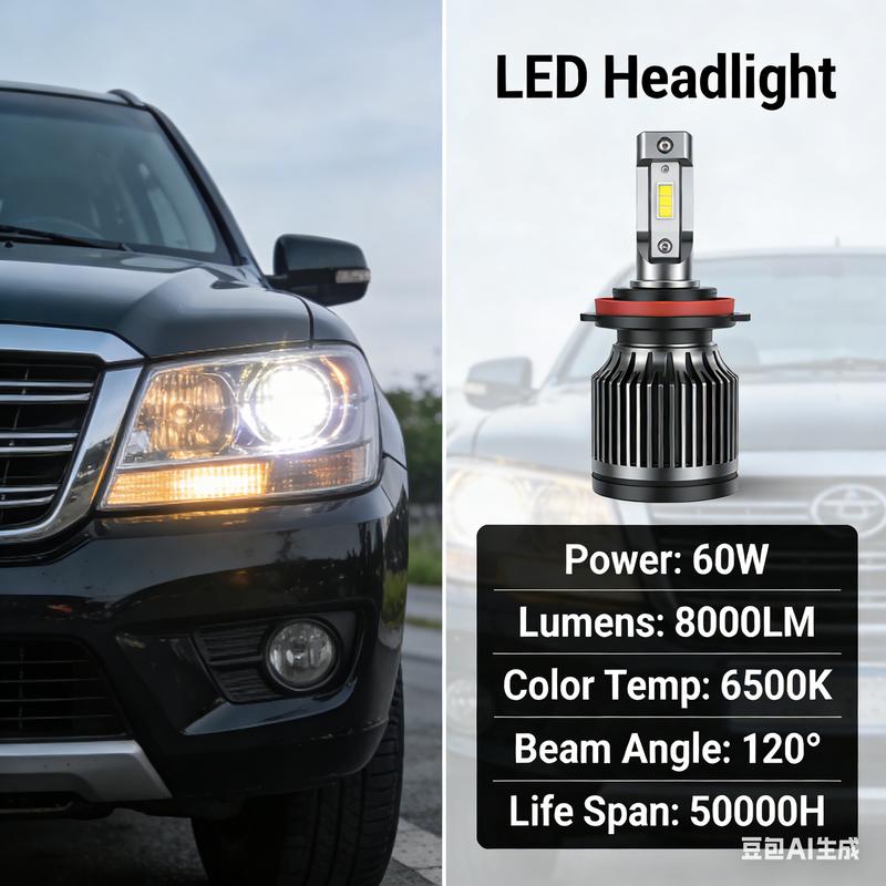 White & Crisp Vision: DOT Approved LED Headlights Kit - 6000K Brightness for Superior Night Driving Safety.