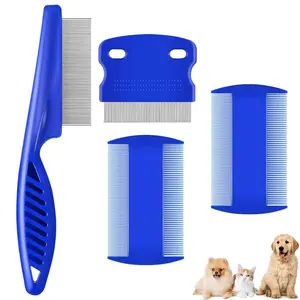 Household daily necessities 4 Pack Dog Grooming Comb, Pet Flea Lice Combs, Stainless Steel Cat Combs with Rounded Teeth, Double Sided Professional Pet Tear Stain Remover, Dematting Tool for Small, Medium & Large Pets