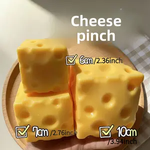 TK Hot Sale Large 6cm/7cm/10cm Cheese Squishy Stress Relief Toy, Mini Food Play Squeeze Toy for Anxiety Relief
