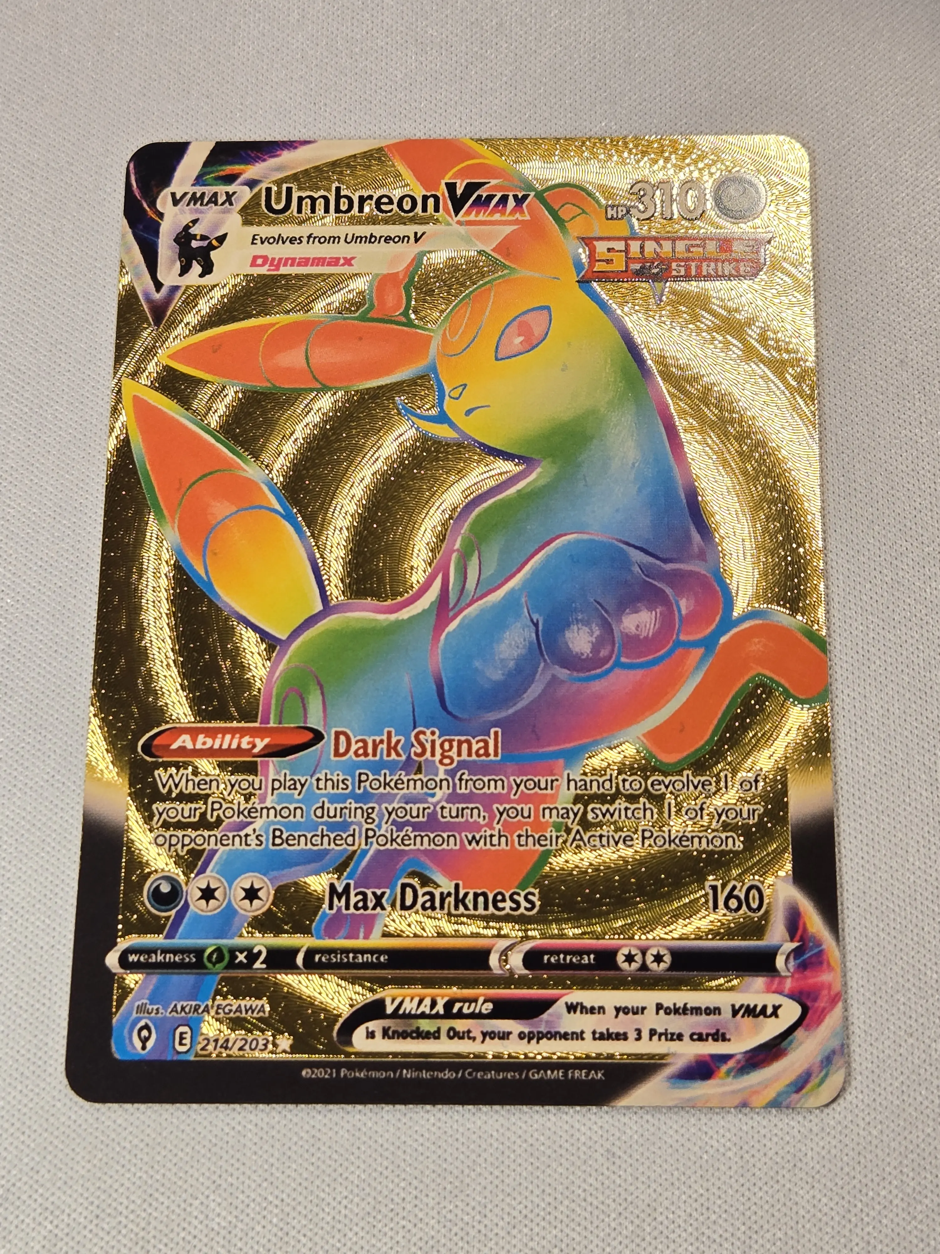Umbreon Gold Foil Custom-Made Fan Art Card, Ideal for Card Collecting, Perfect for Collectors & Fans